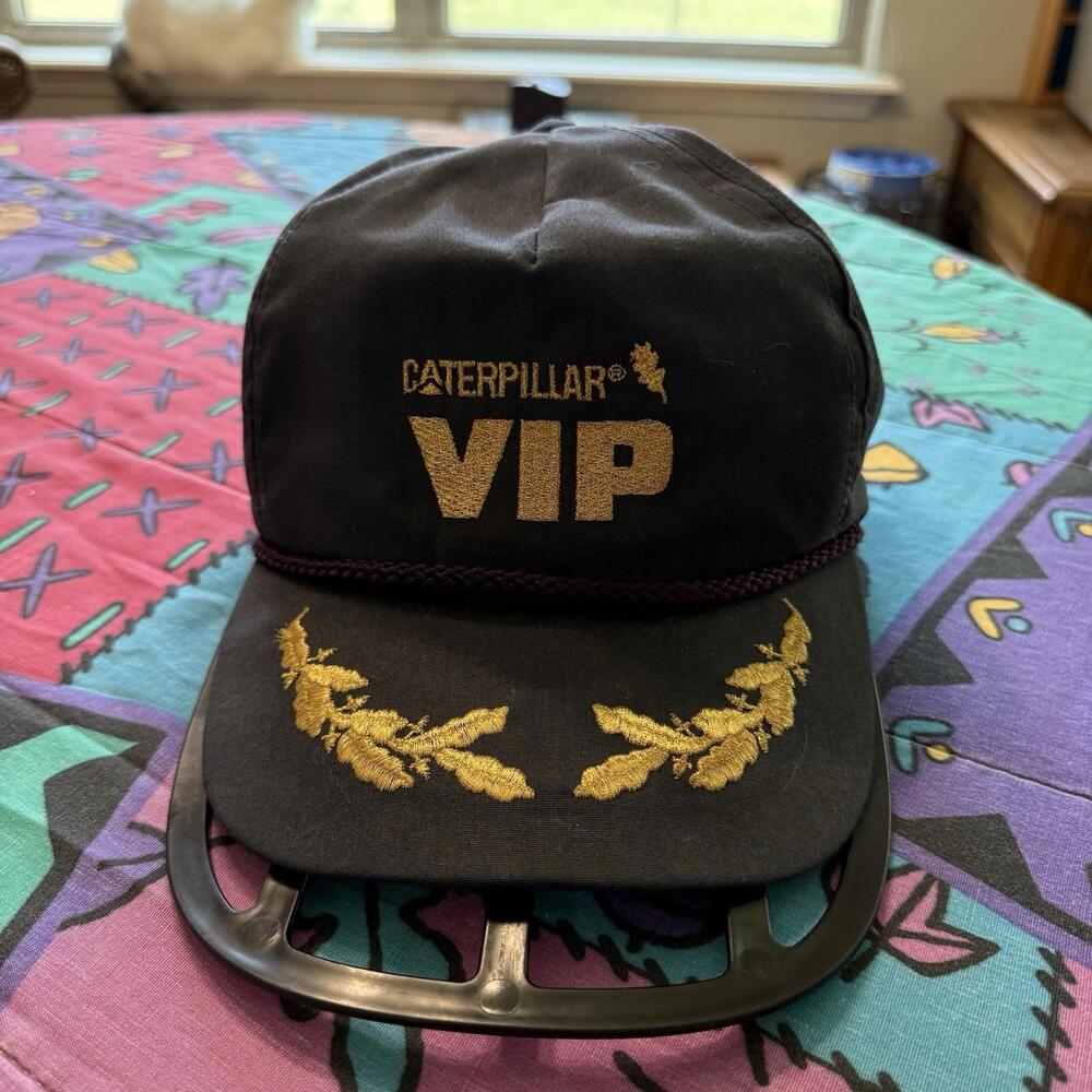 Vintage Caterpillar VIP Adjustable Golf Dad Rope‎ Cap Construction Hat OSFA